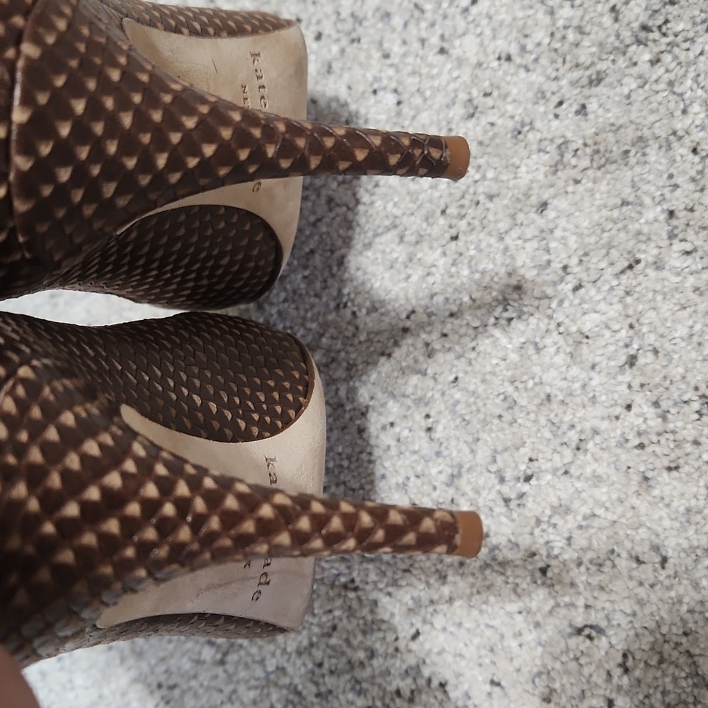 kate spade Brown Textured Snake-Embossed Leather Pumps - Picture 11 of 11